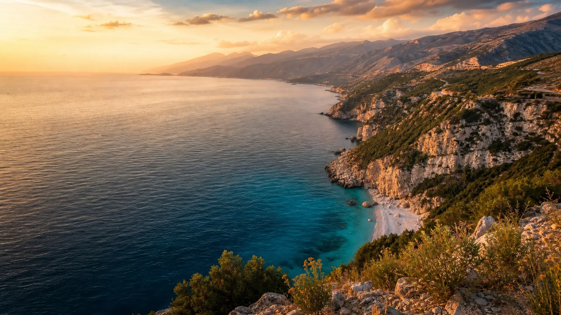 Albania Ionian coast at golden hour